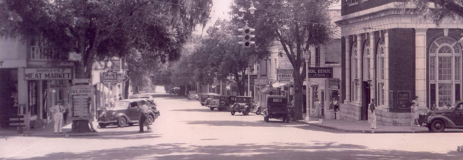 old black and white photo of a city street 