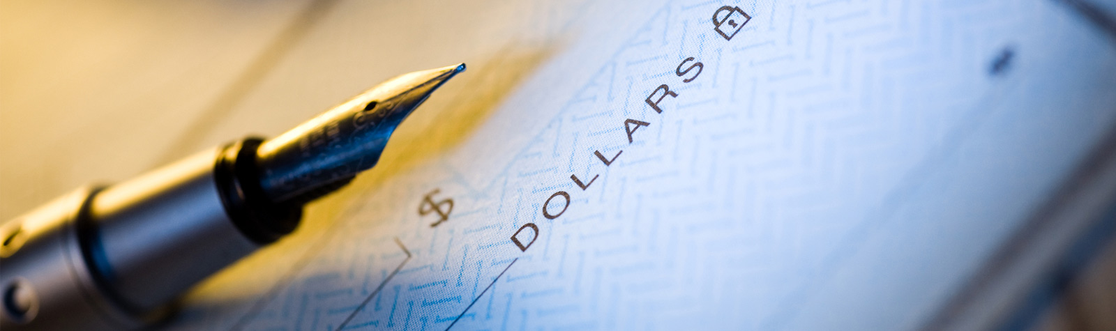 fountain pen with a checkbook